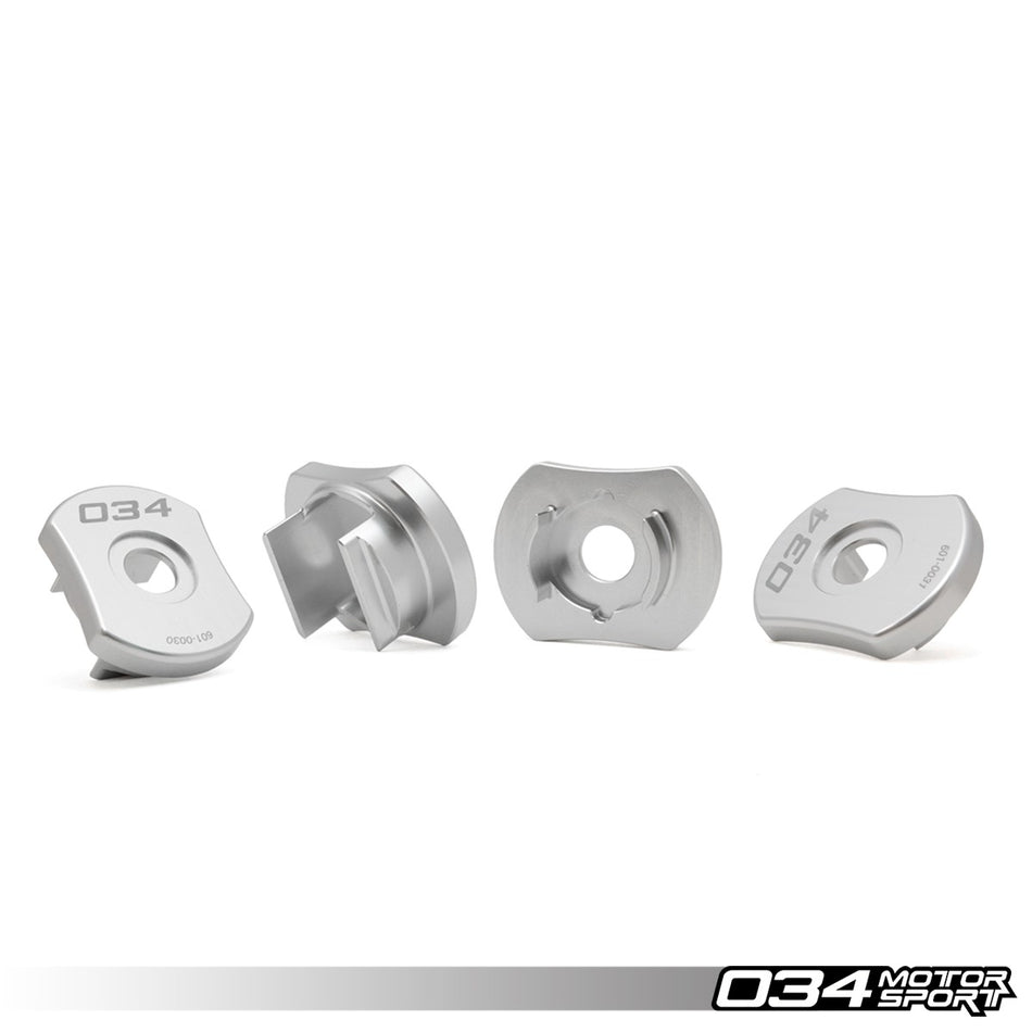 BILLET ALUMINUM MQB REAR SUBFRAME MOUNT INSERTS, 8V/8V.5 AUDI A3/S3/RS3 QUATTRO, MKIII AUDI TT/TTS/TTRS QUATTRO, & MKVII VOLKSWAGEN GOLF R