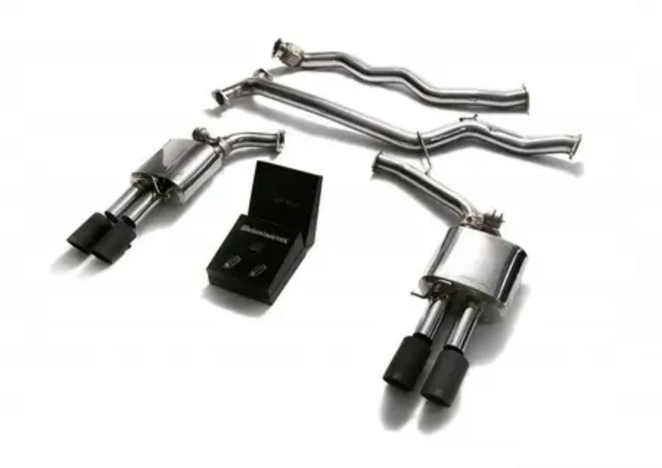 ARMYTRIX Stainless Steel Valvetronic Catback Exhaust System - Quad Matte Black 3.5" Tips